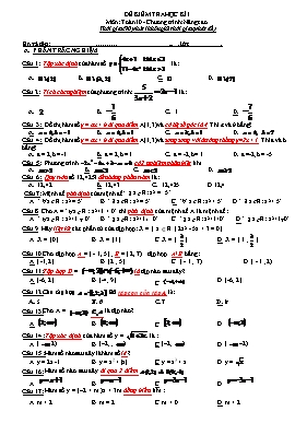 Đề kiểm tra học kì I môn Toán học 10 (Chương trình nâng cao)